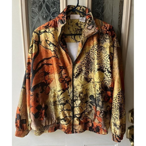 Kaktus Animal Print Orange Gold Black ZipUp Long Sleeve Shirt Jacket XL Mob Wife